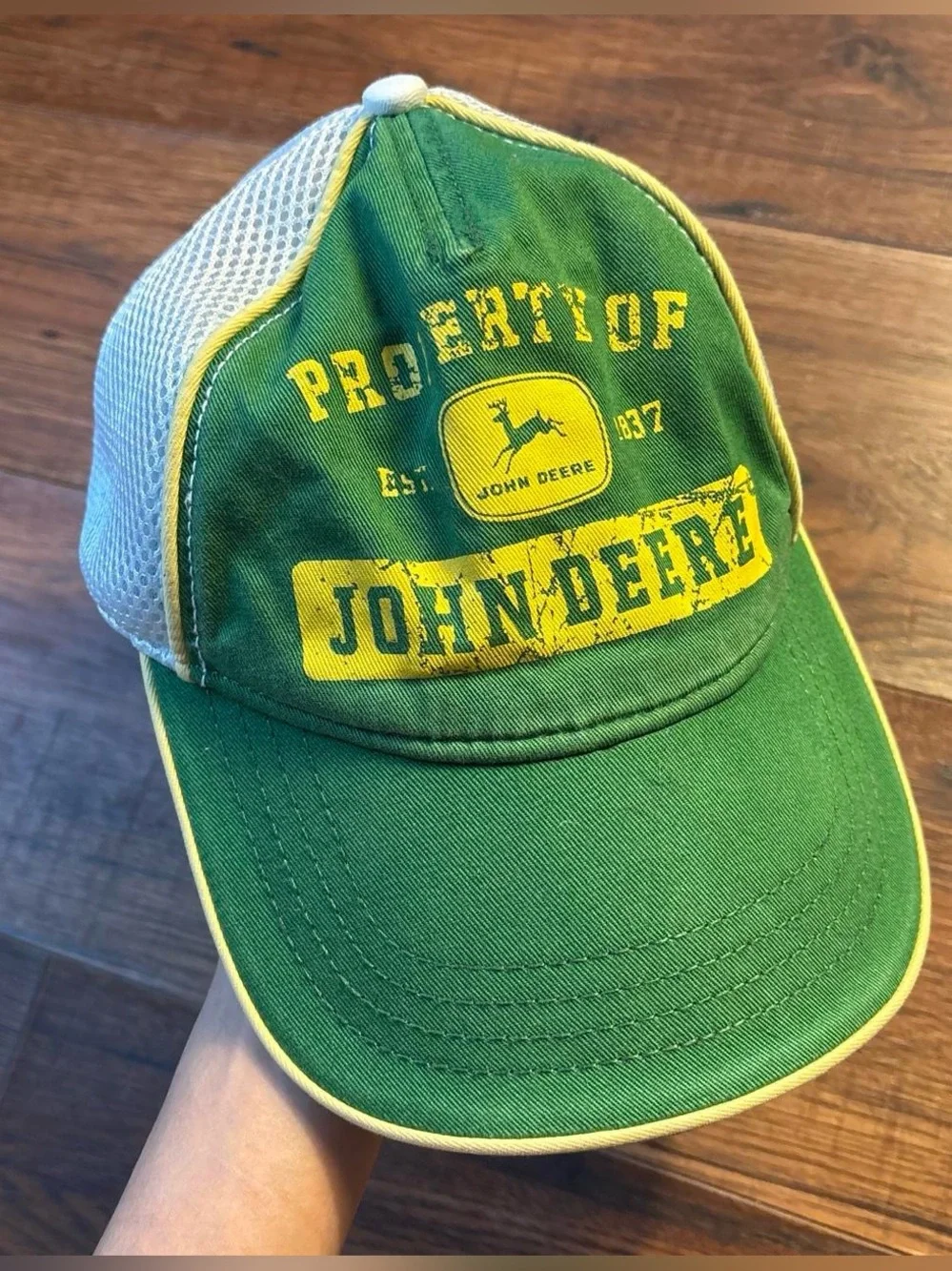 Green & White John Deere Adjustable Hat